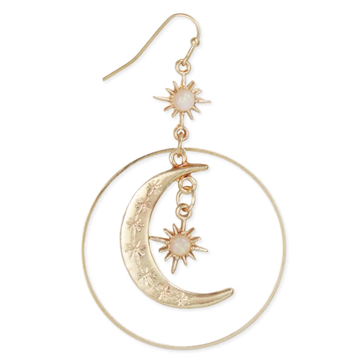 Celestial Moon & Sun Gold Hoop Earrings — alternate product view 4
