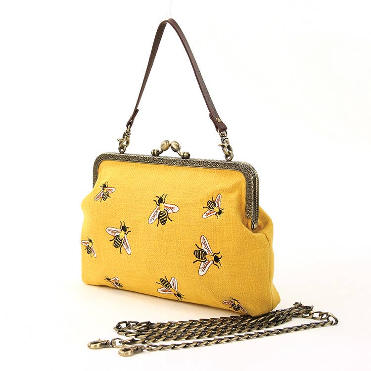 Bee Charm Kisslock Bag – Vintage-Inspired Handbag with Detachable Straps - House of Caelo Athleisure Wear, Yoga Wear &  Women's Clothing