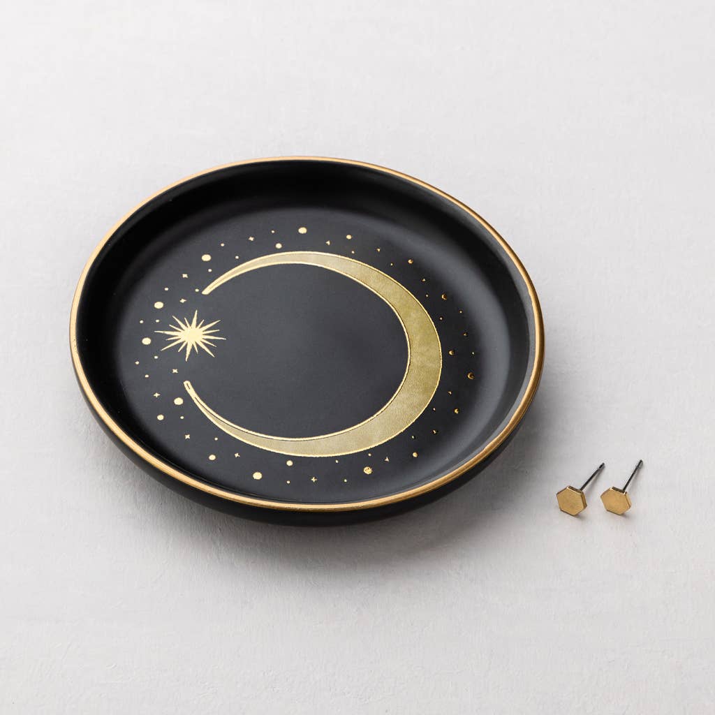 Jewelry Dish & Stud Earring Set - Crescent/Black — alternate product view 2