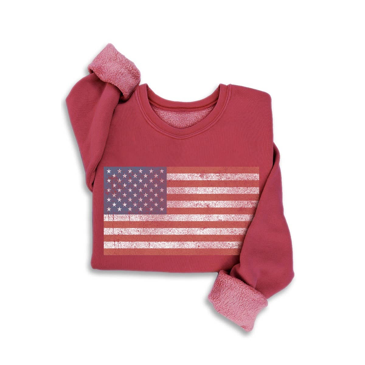 Vintage Americana Flag Fleece Sweatshirt - House of Caelo Athleisure Wear, Yoga Wear &  Women's Clothing