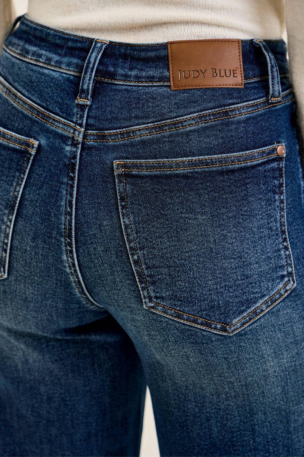 Lux Retro Wide Leg Jeans Dark Fade Indigo fit view