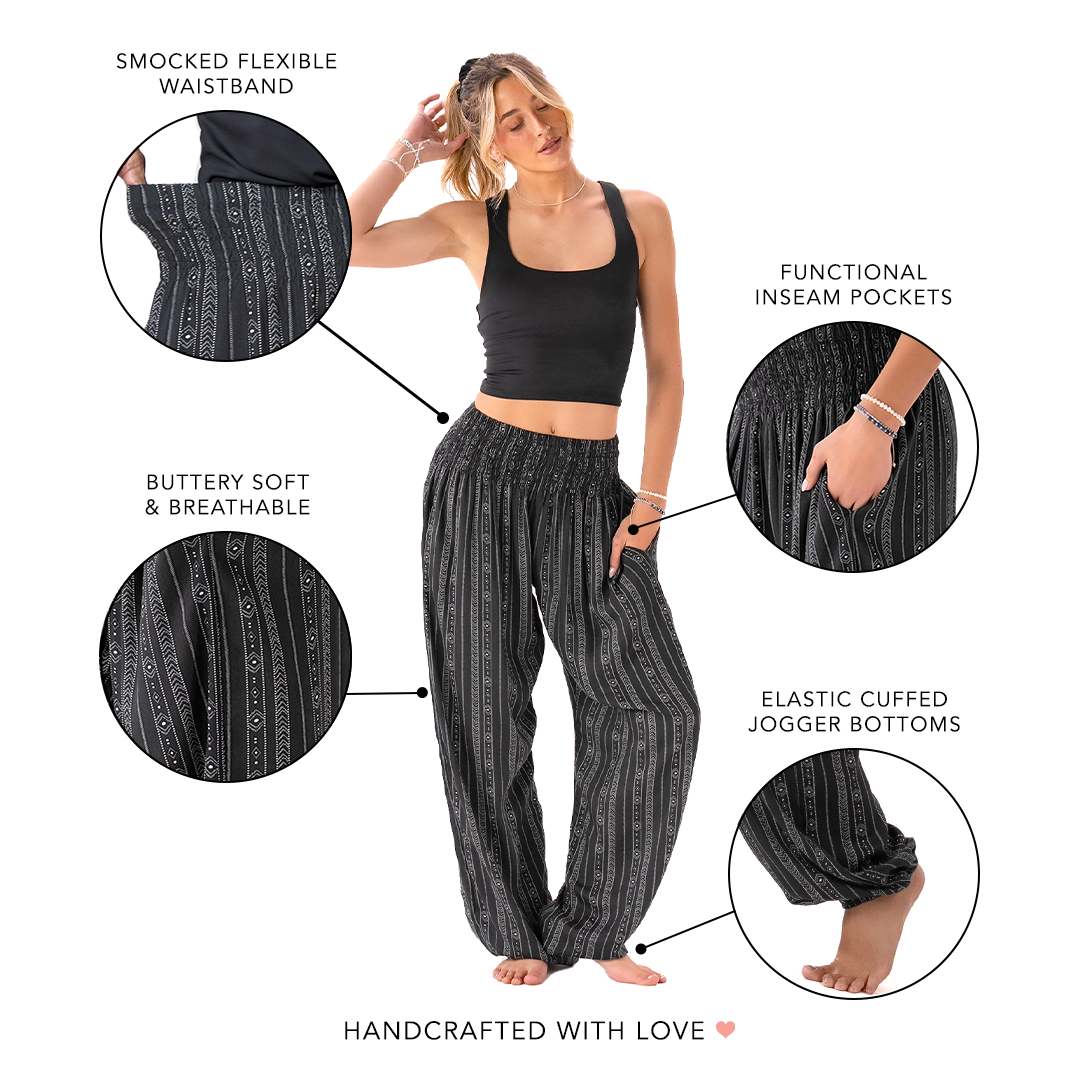 Akha Tribal Print Harem Pants with Pockets — alternate product view 5