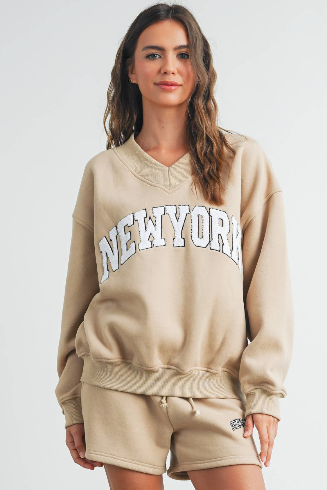 New York V-Neck Sweatshirt - House of Caelo Athleisure Wear, Yoga Wear &  Women's Clothing