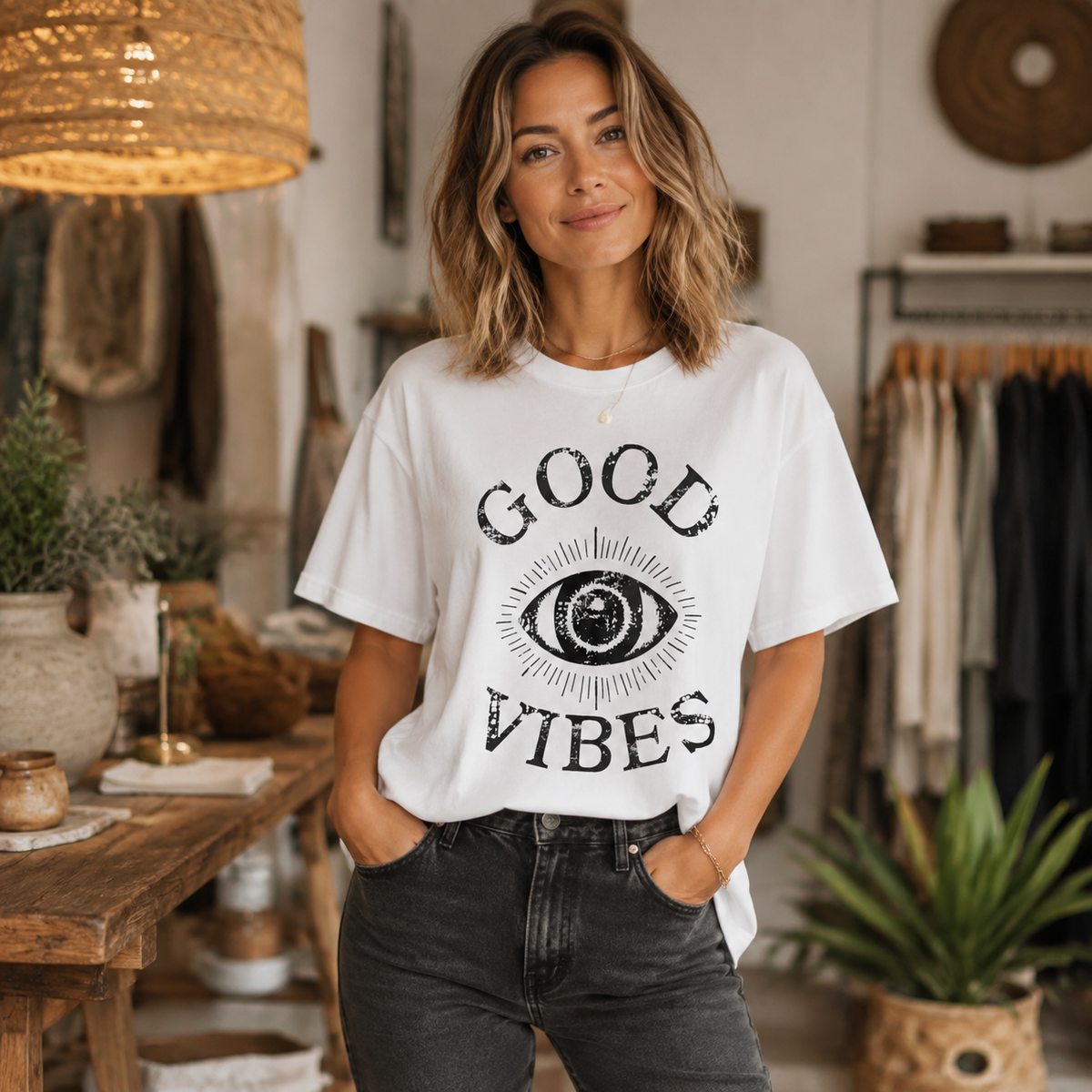 Good Vibes Eye T-Shirt lifestyle main image