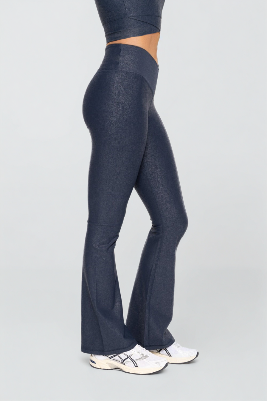Luxe Edge Leather-Look Crossover Flare Leggings, Clothing, House of Caelo Athleisure Wear, Yoga Wear & Leggings, House of Caelo Athleisure Wear, Yoga Wear &  Women's Clothing