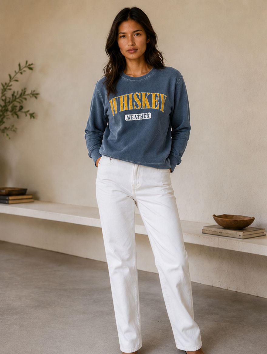 Whiskey Weather Mineral Wash Sweatshirt, view 2 | House of Caelo®