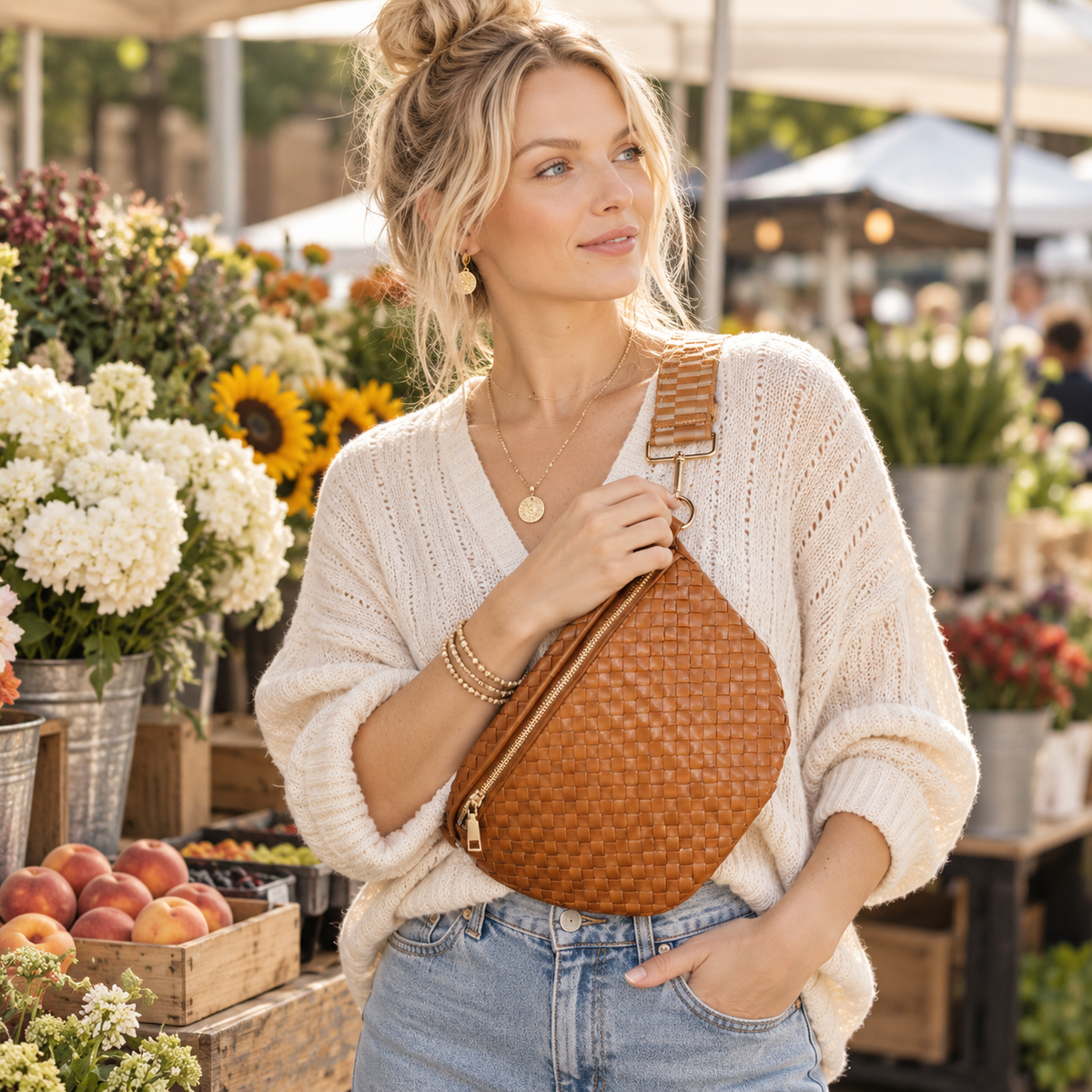 Westlyn Woven Vegan Leather Crossbody Bag