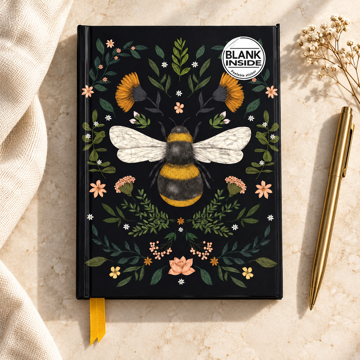 Bee Foiled Blank Journal — Jade Mosinski — styled product photograph