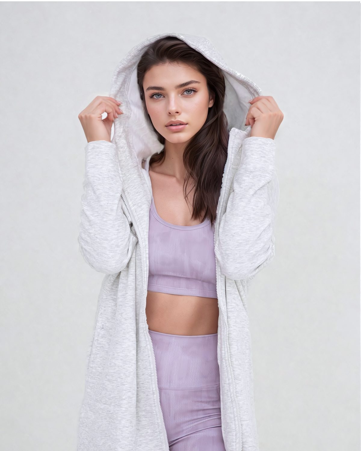 Cozy Comfort  Zip Up Hoodie Jacket Gray, Clothing, Mono B, House of Caelo Athleisure Wear, Yoga Wear &  Women's Clothing