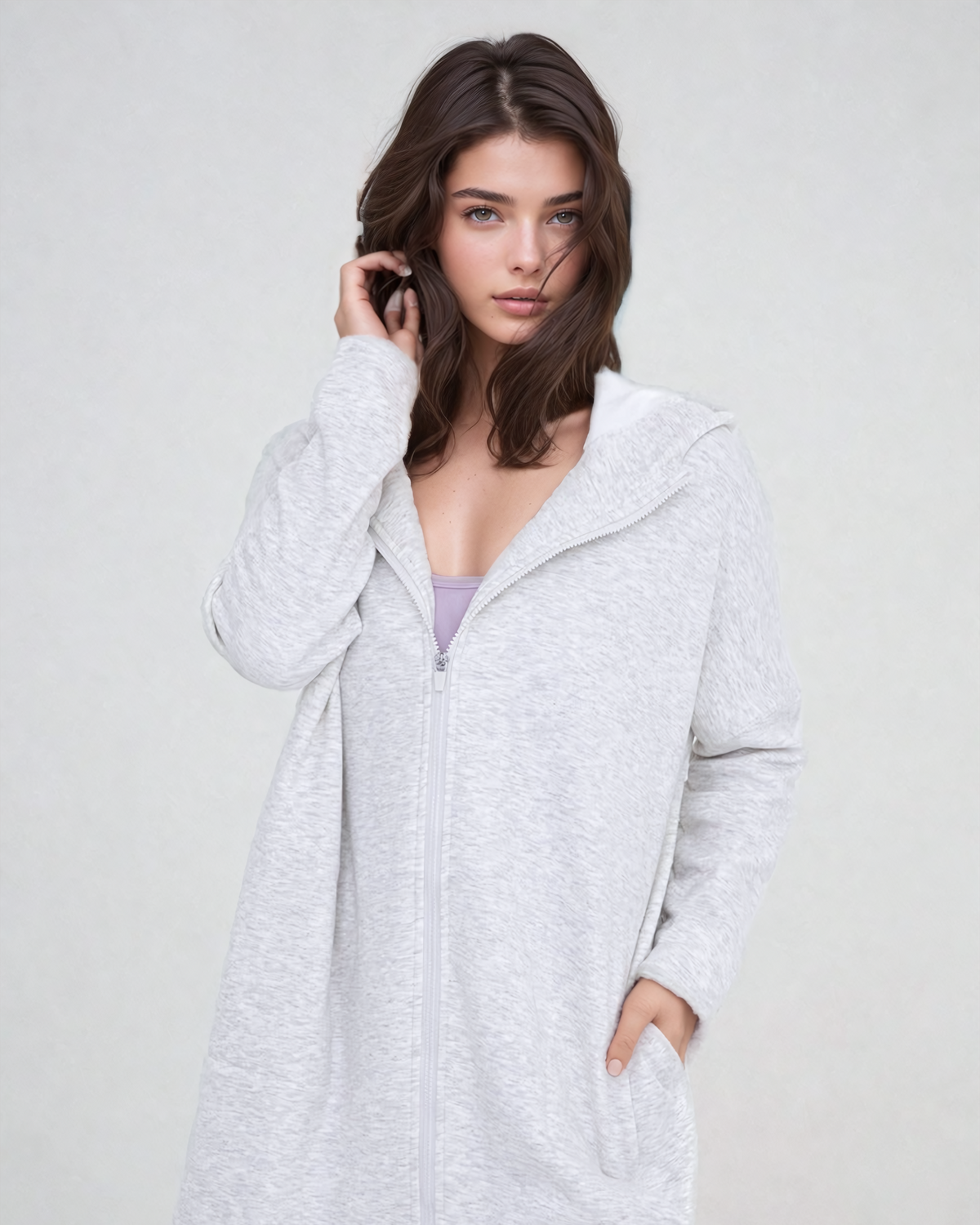 Cozy Comfort  Zip Up Hoodie Jacket Gray, Clothing, Mono B, House of Caelo Athleisure Wear, Yoga Wear &  Women's Clothing