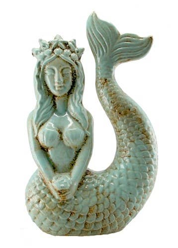 Lena Mermaid Queen hand-glazed ceramic statue product view