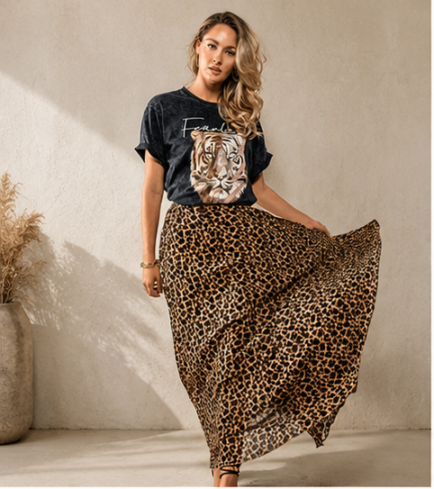 Fierce Flow Leopard Skirt, view 2 | House of Caelo®