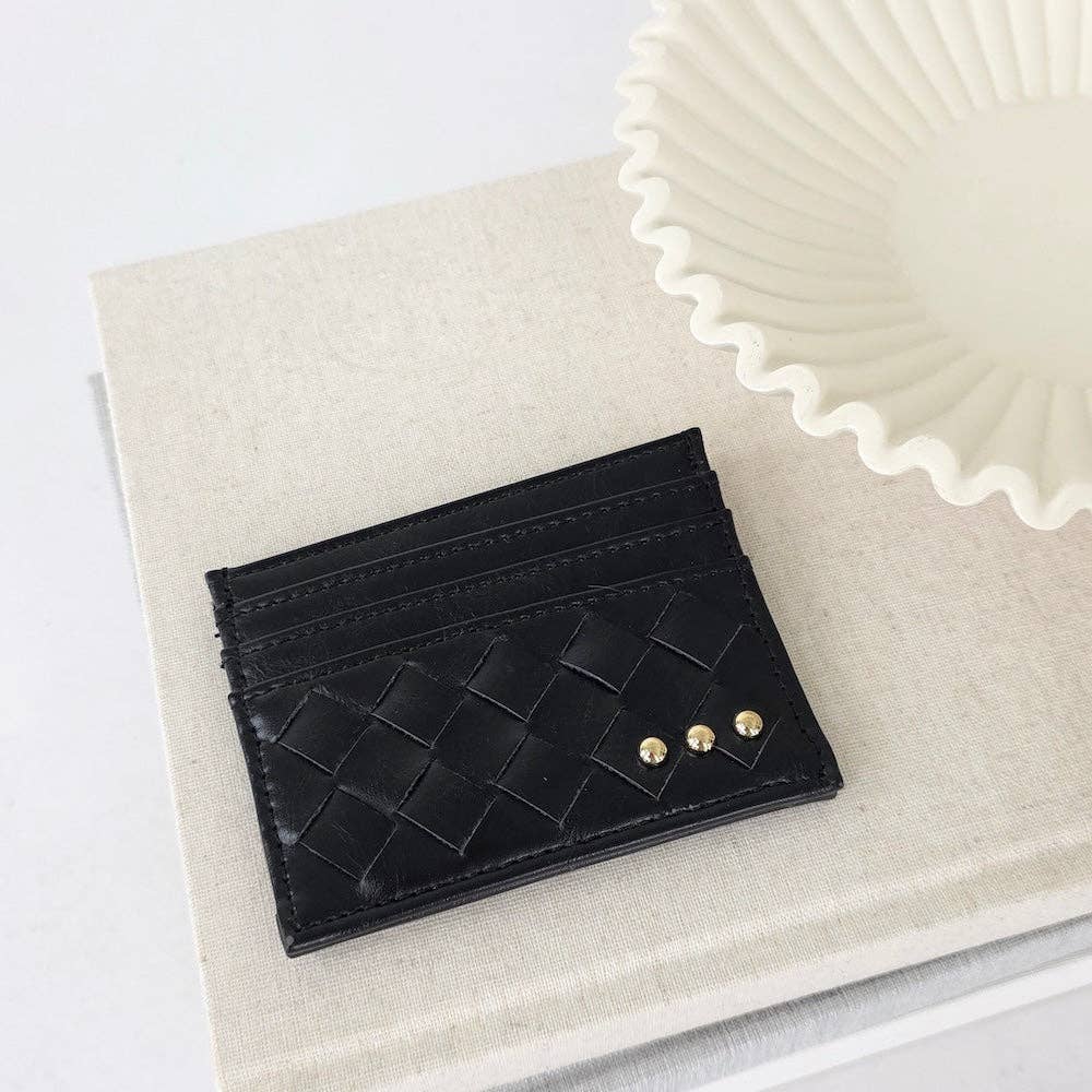 Mariah woven card holder in black