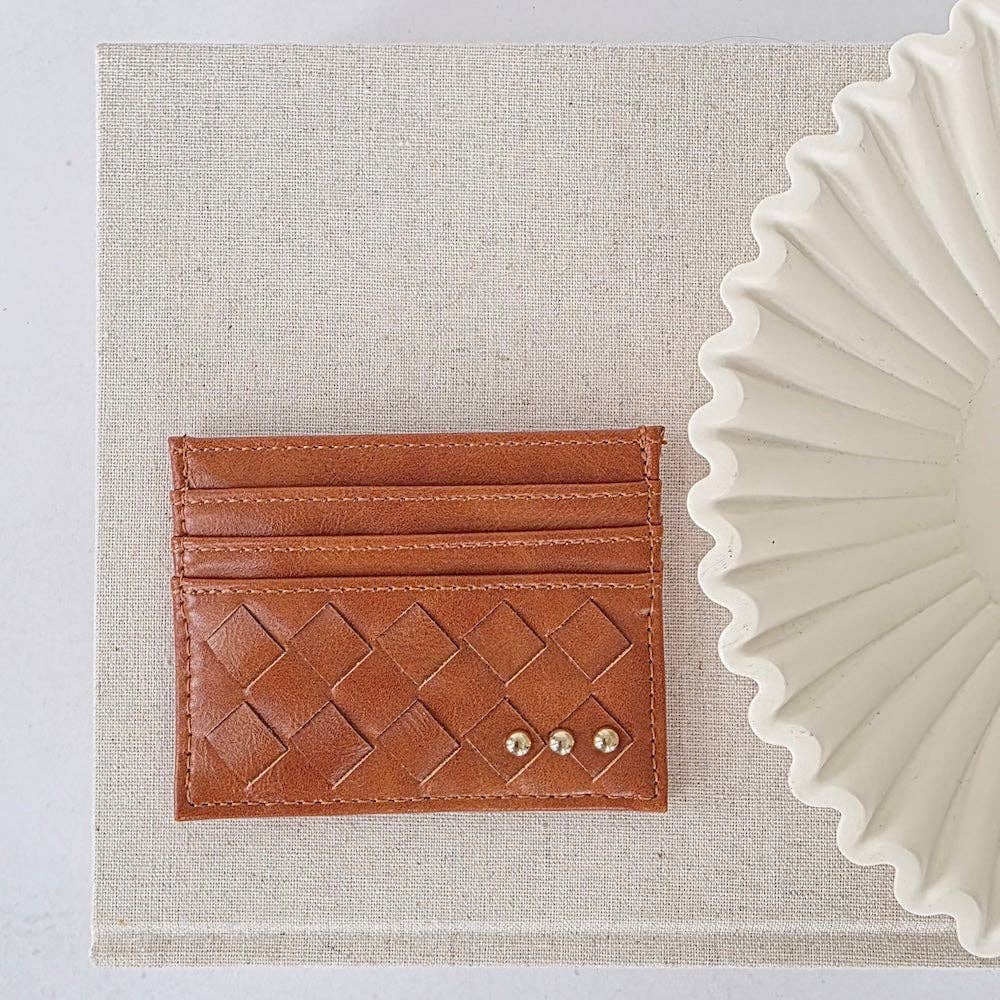 Mariah woven card holder in brown
