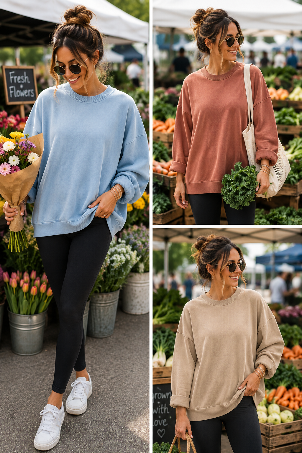 Sky wash oversized crewneck sweatshirt with lived-in vintage softness