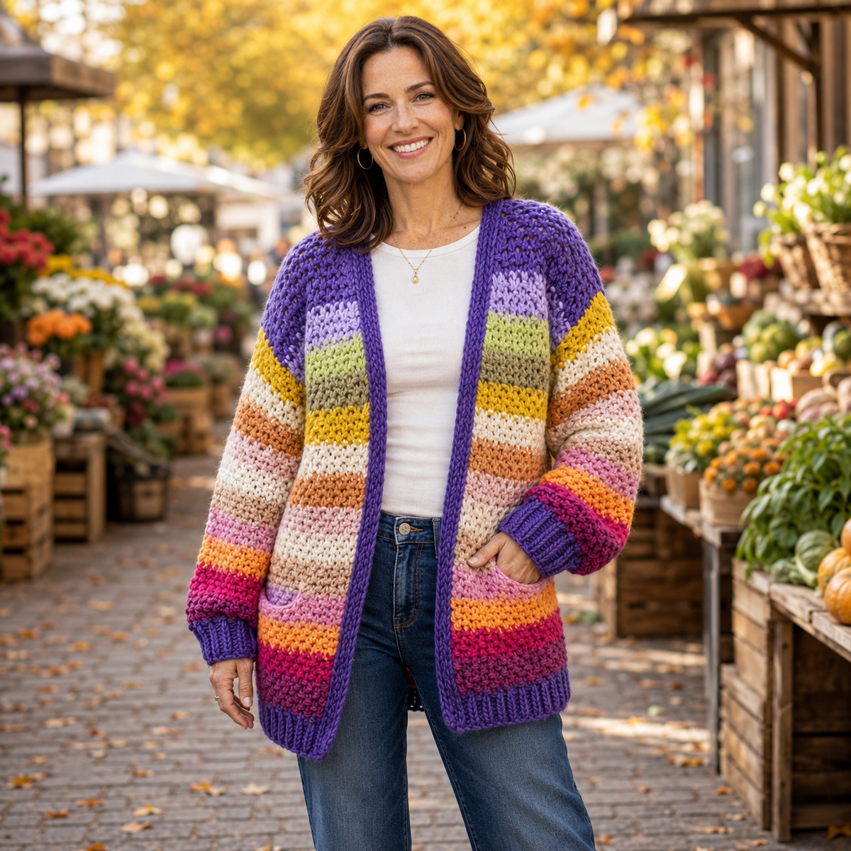 Rainbow Hand-Crochet Open Cardigan | House of Caelo®