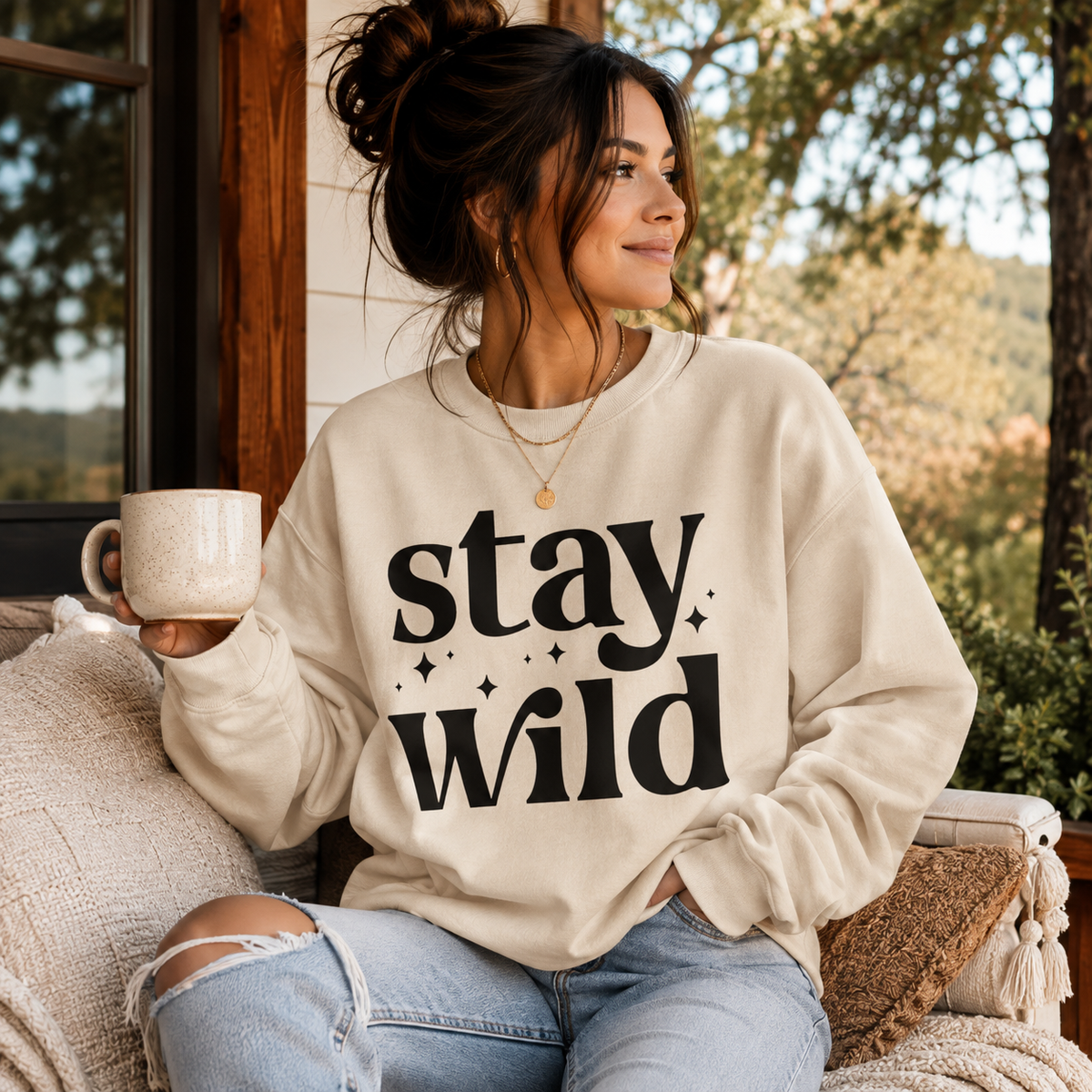 Stay Wild Crewneck Sweatshirt — alternate product view 4