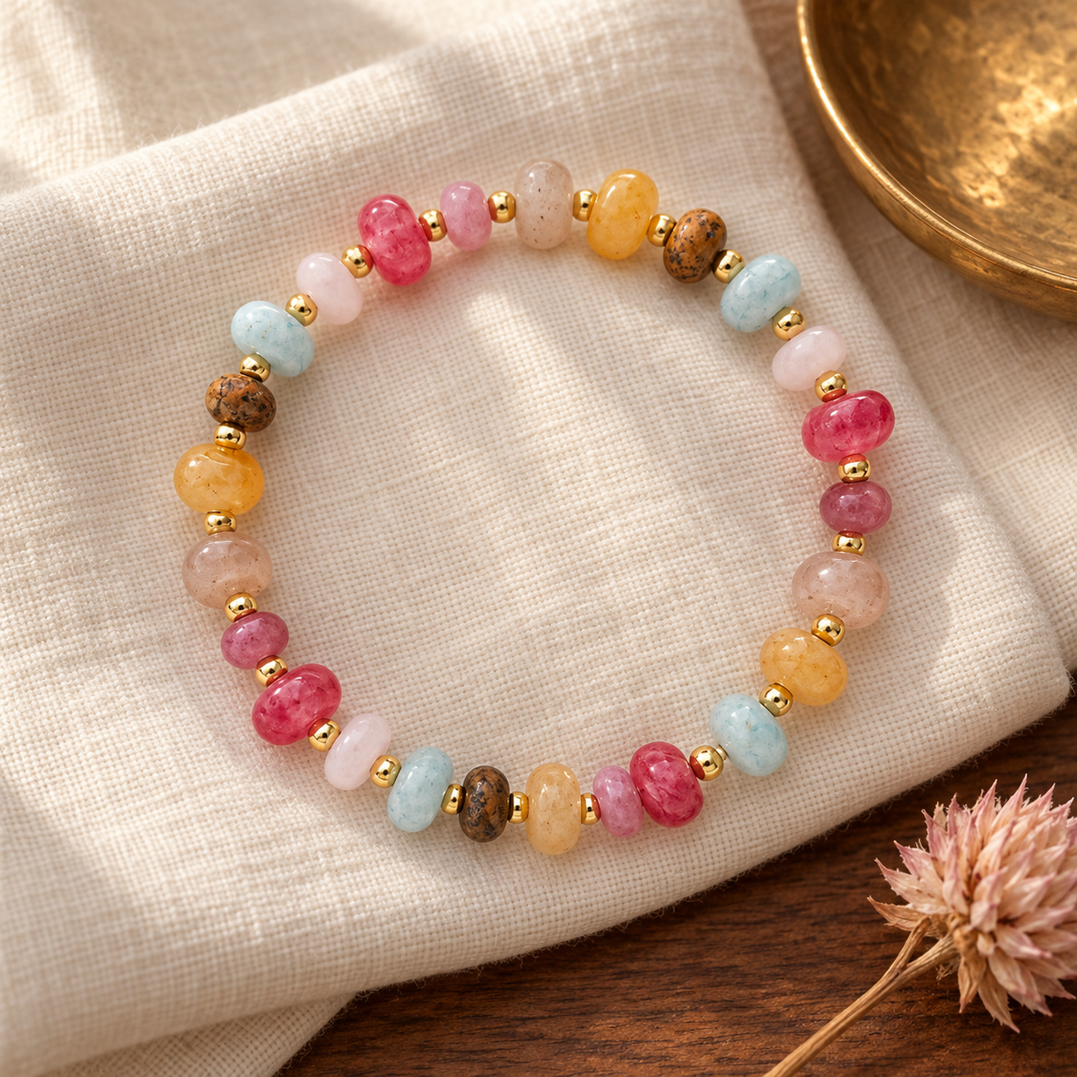 You Are Loved multicolor stone statement bracelet in a warm giftable setting