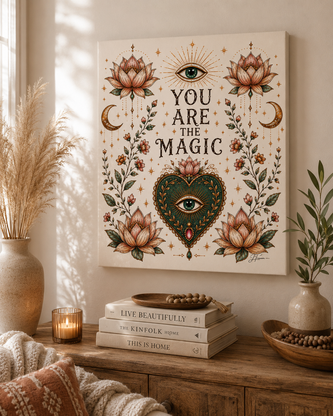 You Are The Magic Canvas Wall Art — Mystical Lotus Spiritual Decor | Fitkitty Culture®