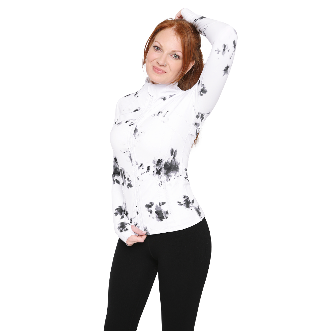Printed Scuba Fit Running and Workout Jacket, view 4