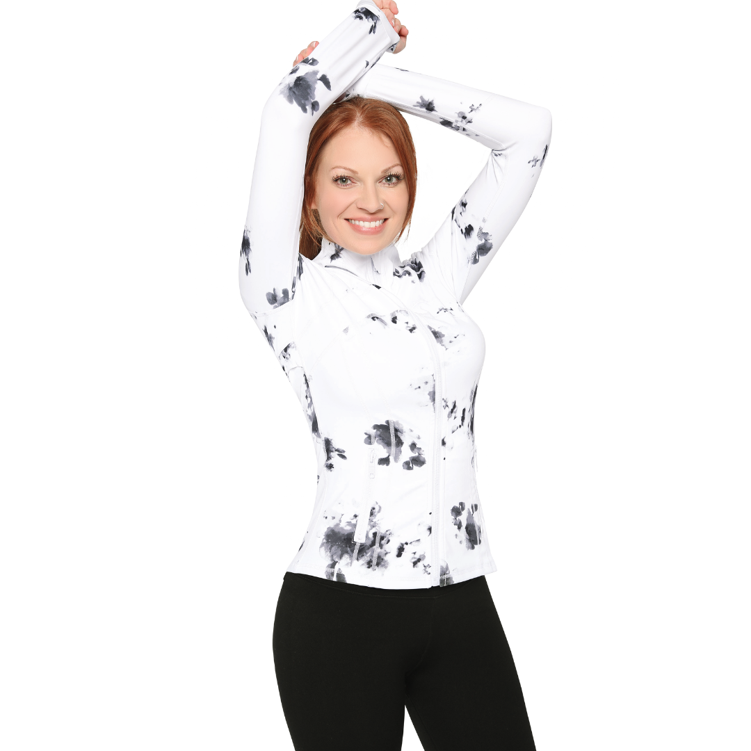 Printed Scuba Fit Running and Workout Jacket, view 2