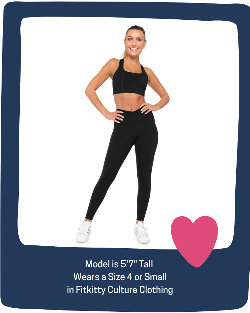 Model wearing BodyLove high-rise leggings, lifestyle shot